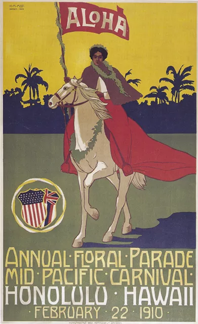 Honolulu Hawaii Annual Floral Parade/Mid Pacific Carnival Vintage Travel Poster