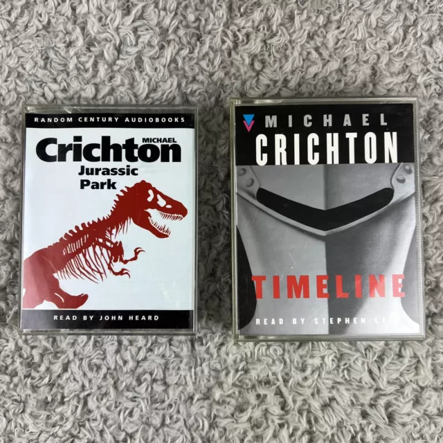 Michael Crichton Hörbücher Kassetten x2 Jurassic Park Zeitleiste Vintage sehr guter Zustand