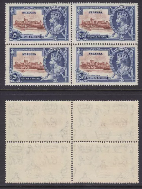St LUCIA 1935 KGV SG111 2½d SILVER JUBILEE BLOCK OF FOUR MNH