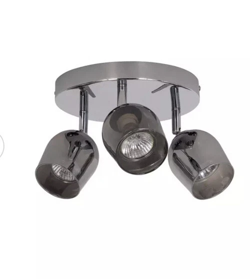 Argos Home Smoke Glass Tulip 3 Light Spotlight Plate Box Can Be Damaged