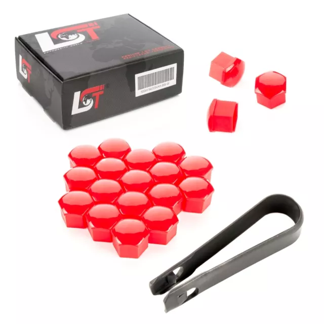 20x Tapones de Tornillos Rueda Caps Tuercas las Kit 17MM Rojo Brillo para Seat