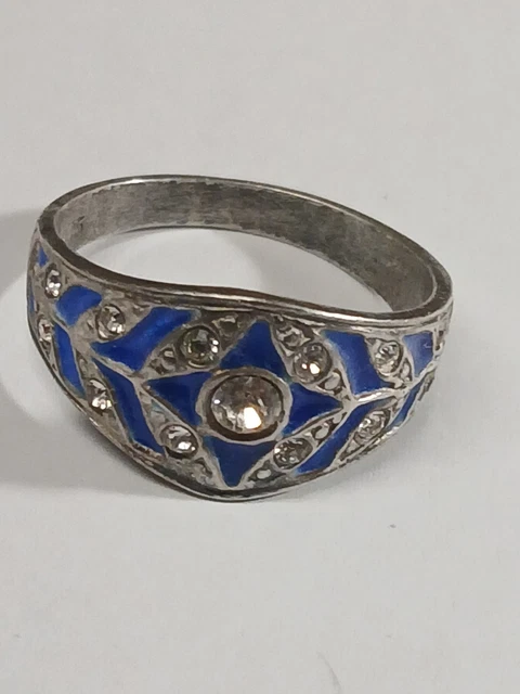 Bague Chevalière Loup - Pierre Bleue Type Saphir (résine) - Taille 63 - Occasion Très Bon état