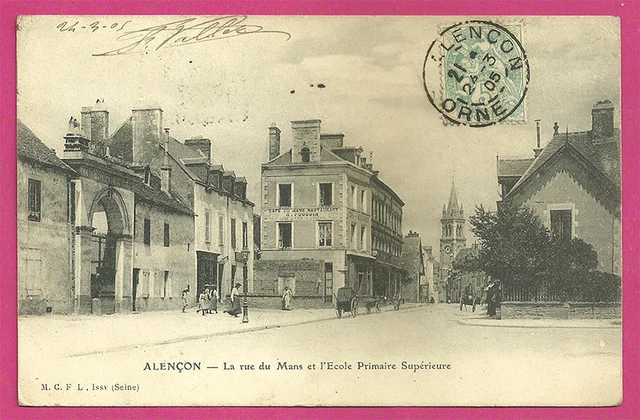 CPA-61- Alençon - La Rue Du Mans And School Primary Superior