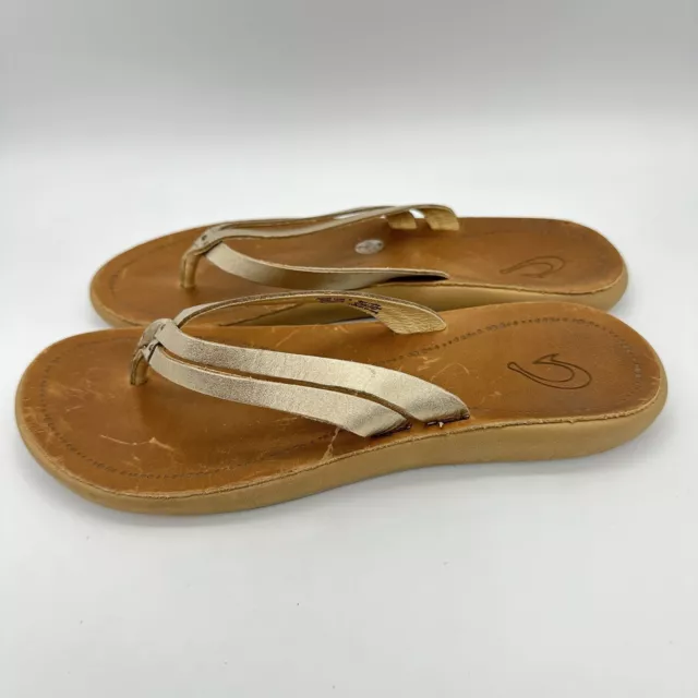 Women's Olukai Kapehe Luana Flip Flop Sandal Tapa / Sahara Size 8