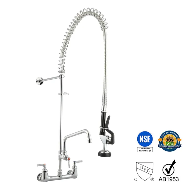 Aquaterior Commercial Pre-Rinse Kitchen Faucet Swivel 12" Add-On Faucet CUPC NSF