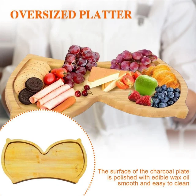 Tablero de aperitivo tabla de queso bandeja servidor de madera embutidos plato de Navidad fiesta H0V8