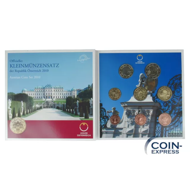 *** EURO KMS ÖSTERREICH 2010 HGH Handgehoben Kursmünzensatz im Folder Austria **