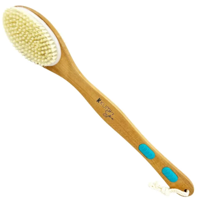 Body Brush Long Handle Bath Shower Back Scrubber Bamboo Natural Boar Bristles