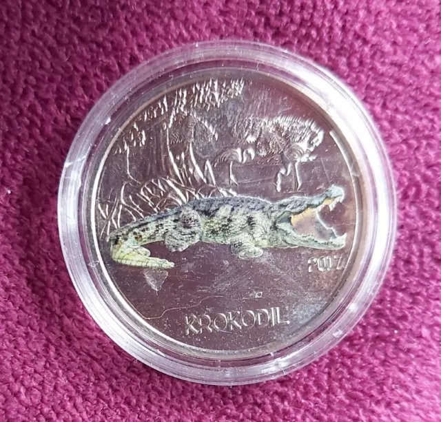 3 EURO Tier-Taler Farbmünzen -leuchtet im Dunkeln- Österreich - Krokodil