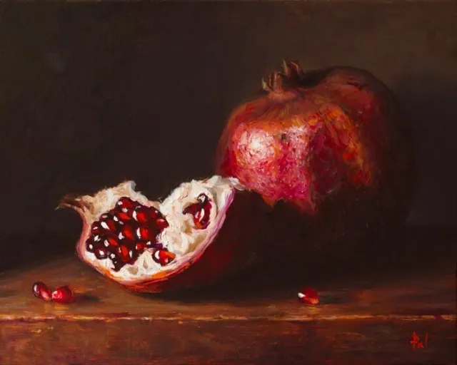 Still Life Pomegranates Original Realism Fruits Art Print 8"x10" | Alexei Pal