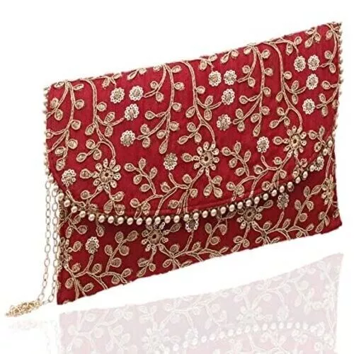 Pochette brodée pour femme, sac à main d'embrayage de style indien de...