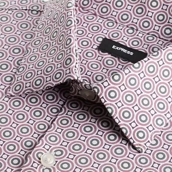 Express Slim Geo Dot Print Stretch 1MX Dress Shirt Mens Size XS 3