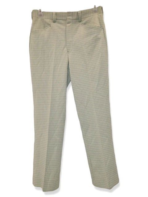 VINTAGE SEARS KINGS ROAD Plaid Double Knit Pants 34 Long Trim Fit 70's Show Vibe