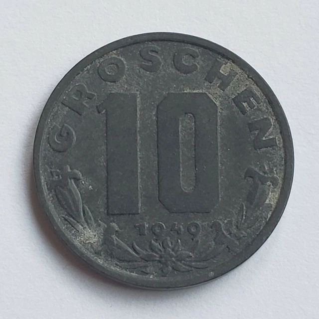 1949 Austria 10 Groschen, KM# 2874
