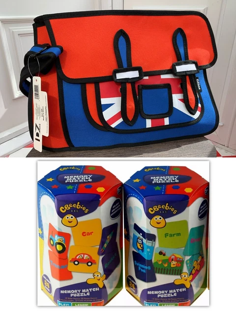 NEW BUNDLE Cartoon Shoulder School Bag + CBeebies Educational Game Toys (2pcs)
