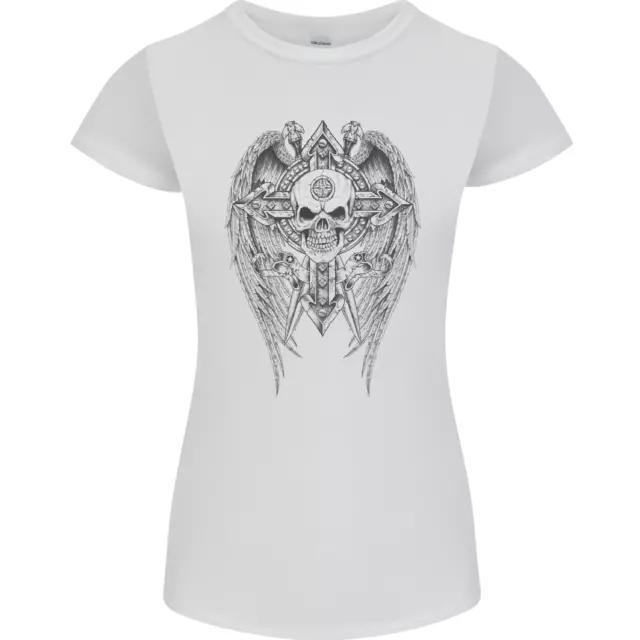 Skull Wings Viking Gothic Wings Gym Biker Womens Petite Cut T-Shirt