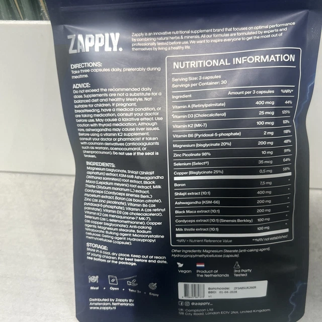 ZAPPLY T1 ALL In One Supplement 90 Capsules New Sealed Charged Testo ...