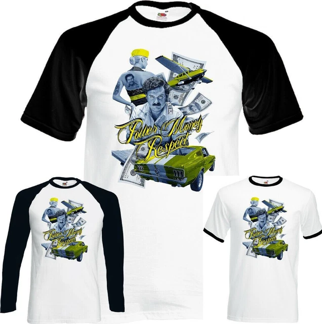 T-shirt Pablo Escobar Money Respect da uomo divertente show televisivo narcos poster cocaina