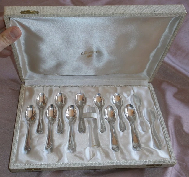 SUITE DE 6 Cuillères À Café Dessert Métal Argenté Christofle Modèle Pompadour EUR 45,00 - FR