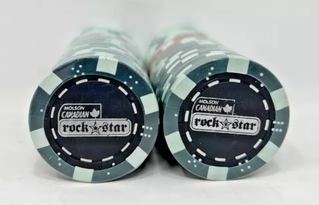 50 Molson Canadian Rock Star Poker Chips New Sealed 26 Green 12 Red & 12 White
