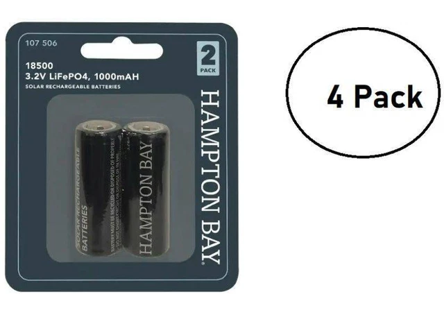 Paquete de 4 fosfato de litio Hampton Bay 1000 mAh recargable solar 18500 3,2 V LiFeP