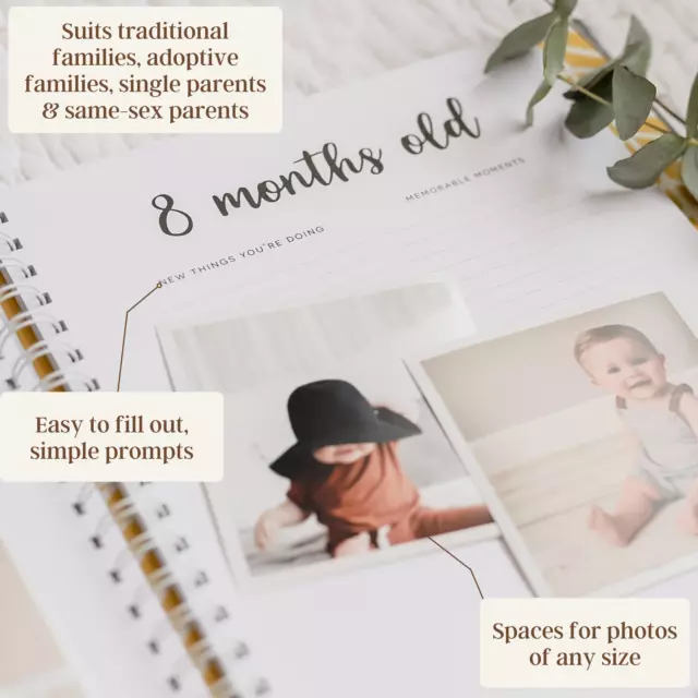 Peachly Unisex Baby Memory Book Keepsake to Record Milestones & Firsts (Scandi) 3