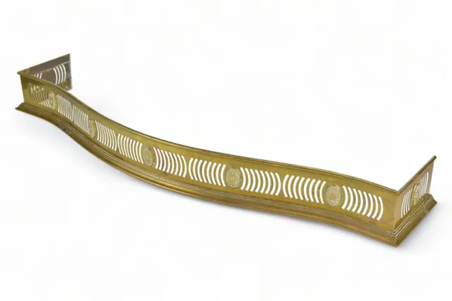 Early Pierced Serpentine Shaped Brass Fireplace Fender