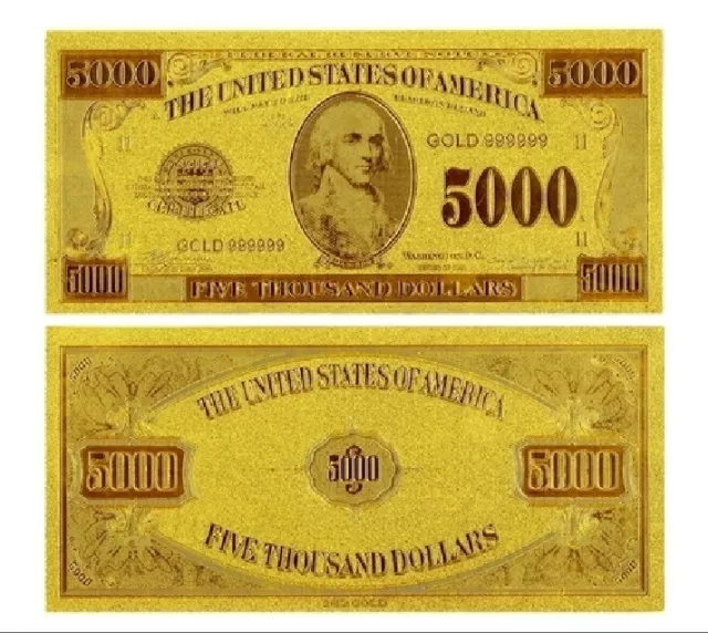 Usa Banknote P-406 $5000 Gold Certificate 5 Thousand Us Dollars 1928 Gold Foil