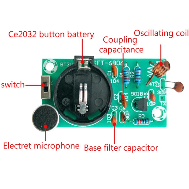 FM STEREO RADIO Transmitter DIY Kit With Microphone DC 3V Soldering
