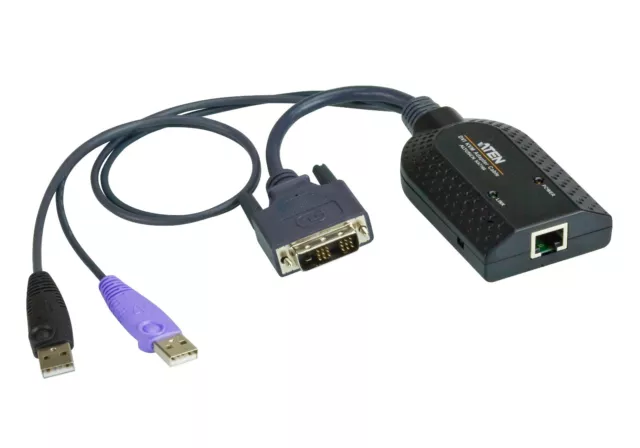 ATEN KVM Cable Adapter with RJ45 to DVI USB DVI Virtual Media Smart Card Support