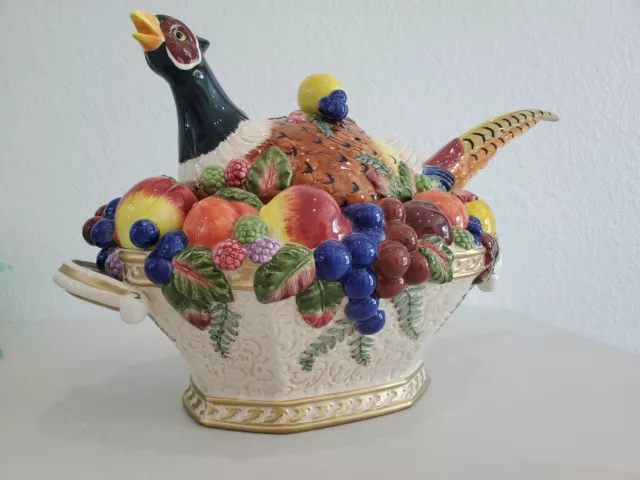 FITZ & FLOYD VENEZIA PHEASANT Soup TUREEN Ladle NEW with Box