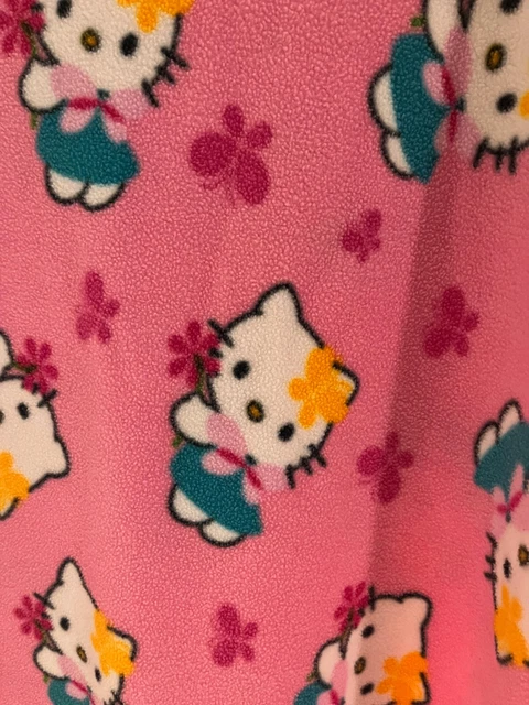VINTAGE 2003 Hello Kitty Sanrio Pink Fleece Throw Blanket approx. 50" x 58"