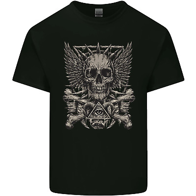 Heavy Metal Skull Rock Music Guitar Biker Mens Cotton T-Shirt Tee Top