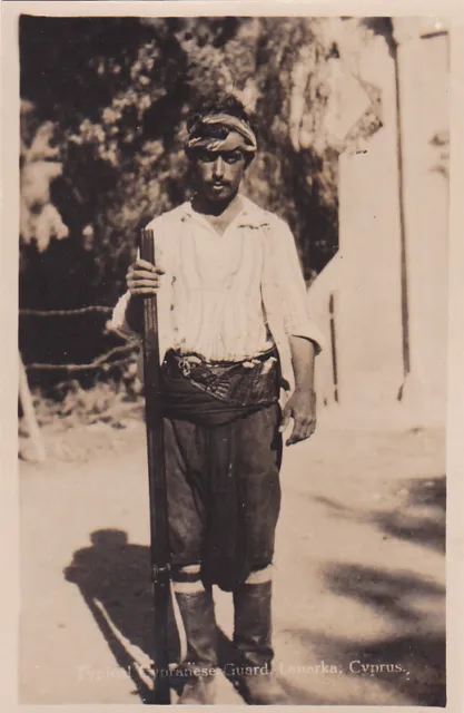 Cyprus Postcard  Larnaca Typical Cypriot Guard Photographic C 1920  Very Rare