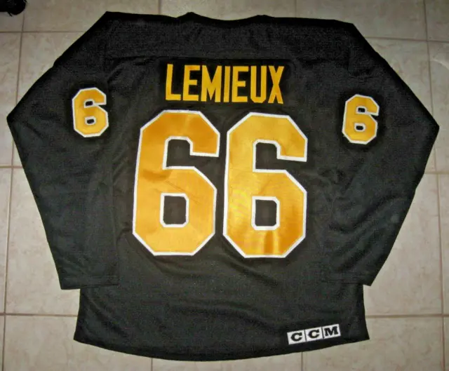 #66 Mario LEMIEUX Pittsburgh PENGUINS Off. Lic. CCM PRACTICE Jersey, Sz Men's XL