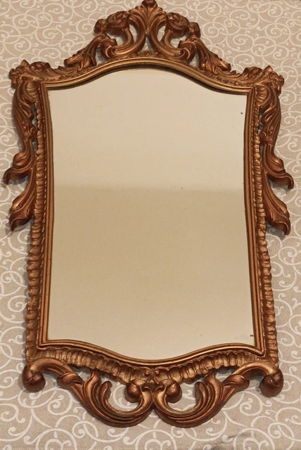 SPECCHIO CON CORNICE IN LEGNO DORATA PRIMI ANNI '50 MISURE: CM. 53x32