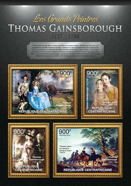 Centrafrique 2013 MNH - THOMAS GAINSBOROUGH. Michel Code: 3937-3940