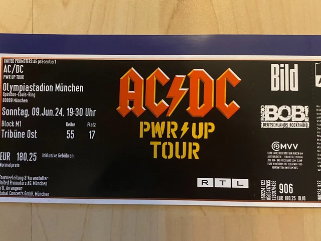 AC/DC TICKET PWR UP Tour München EUR 130,00 - PicClick DE