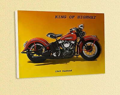 PLAKAT MOTORRAD BIKE PANHEAD King of Highway 1948 Poster 186 auf Platte gezogen