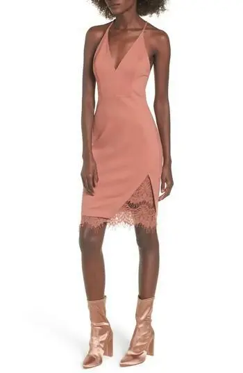 Nwt Astr The Label Lace Body-Con Coral Cedar Sleeveless Dress Size Xl $149