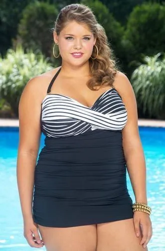 Women's plus size 18W Anne Cole one piece black and white striped swimsuit