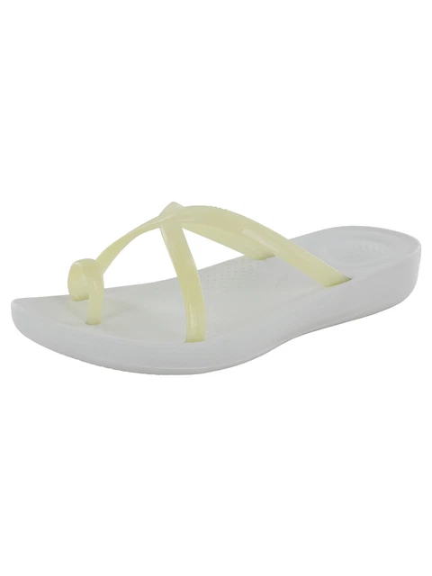 Fitflop Womens Iqushion Wave Pearlised Cross Slides, Urban White, US 5