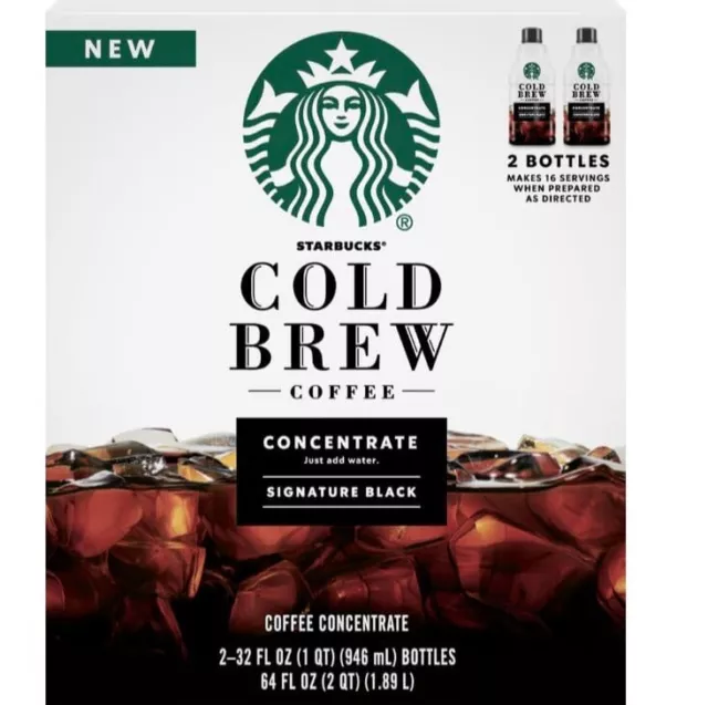 Starbucks Cold Brew Coffee Concentrate - Signature Black, 32 FL OZ (Pack of 2)