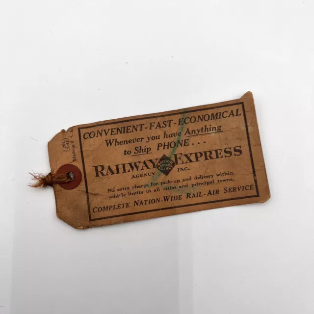 1940’s Railway Express Luggage Tag Vintage Train Railroad