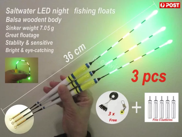 3 pcs of 36 cm LED Electronic Saltwater Night Fishing Floats + 5 Batteries Other