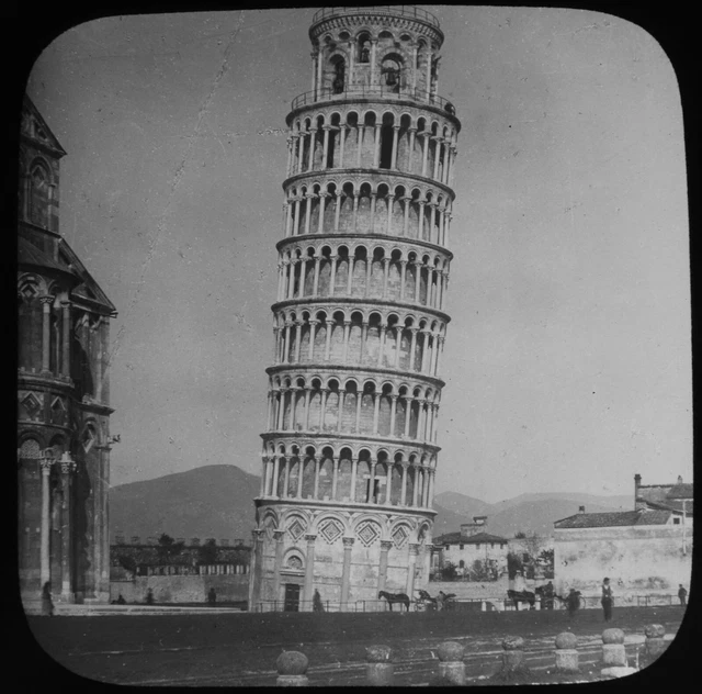 ANTIQUE Magic Lantern Slide LEANING TOWER OF PISA C1900 PHOTO ITALY