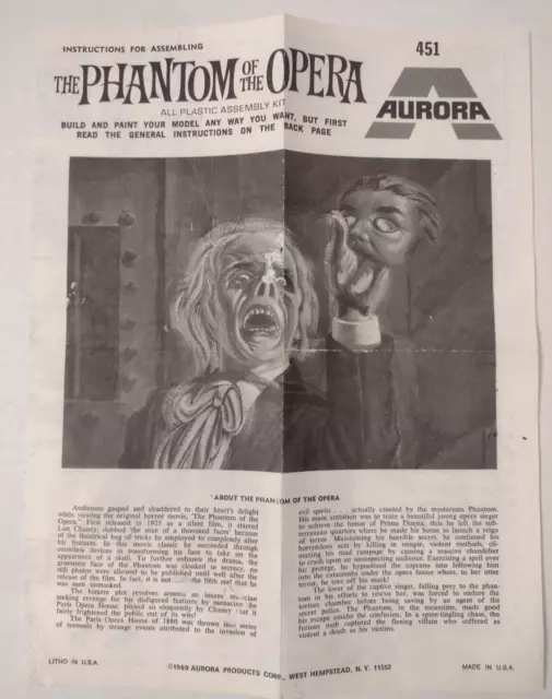 AURORA THE PHANTOM of The Opera 1963 Kit No.428-98 Box only