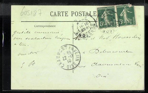 CPA Songeons, le Chateau et la Riviére le Thérain 1910 2