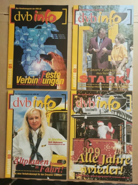 DVB-INFO Kundenmagazin 1998 Hefte 1 bis 4  Straßenbahn, Bus, Dresden, ÖPNV