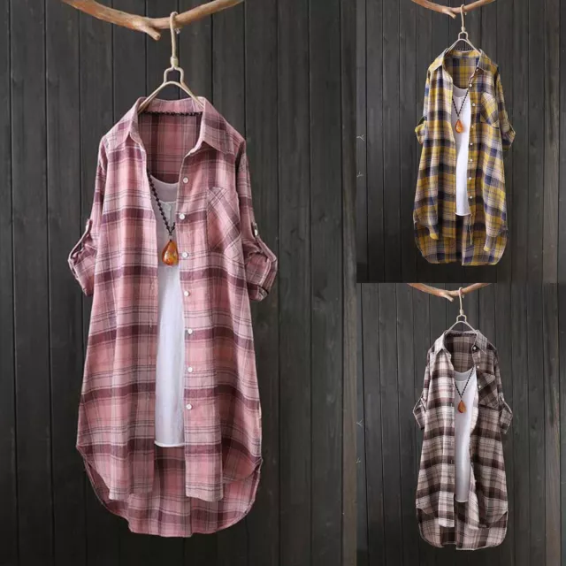 Women's Fashion Plaid Loose Casual Cardigan Thin Outer Shirt Sun Jacket Top